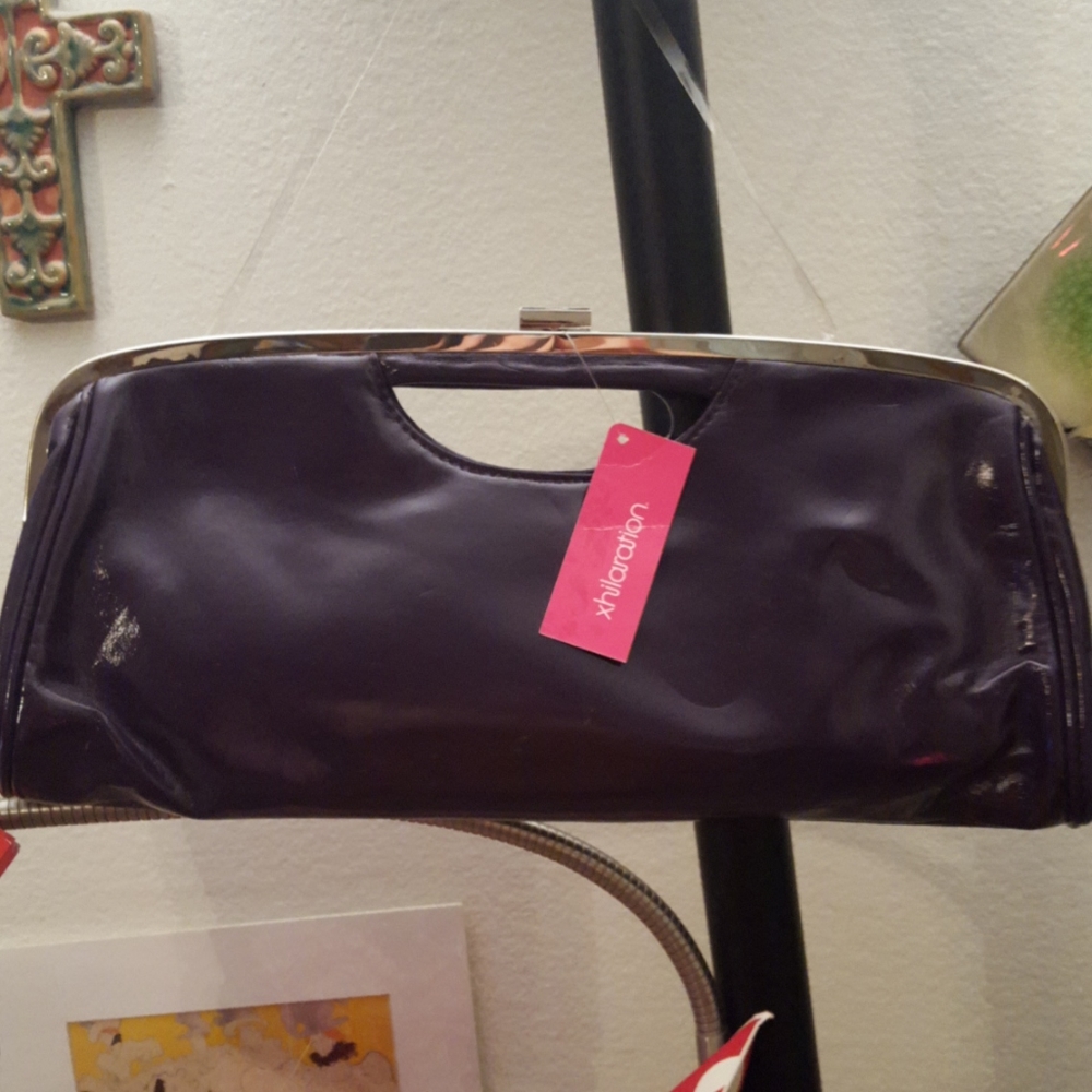 Deep purple patent leather clutch purse